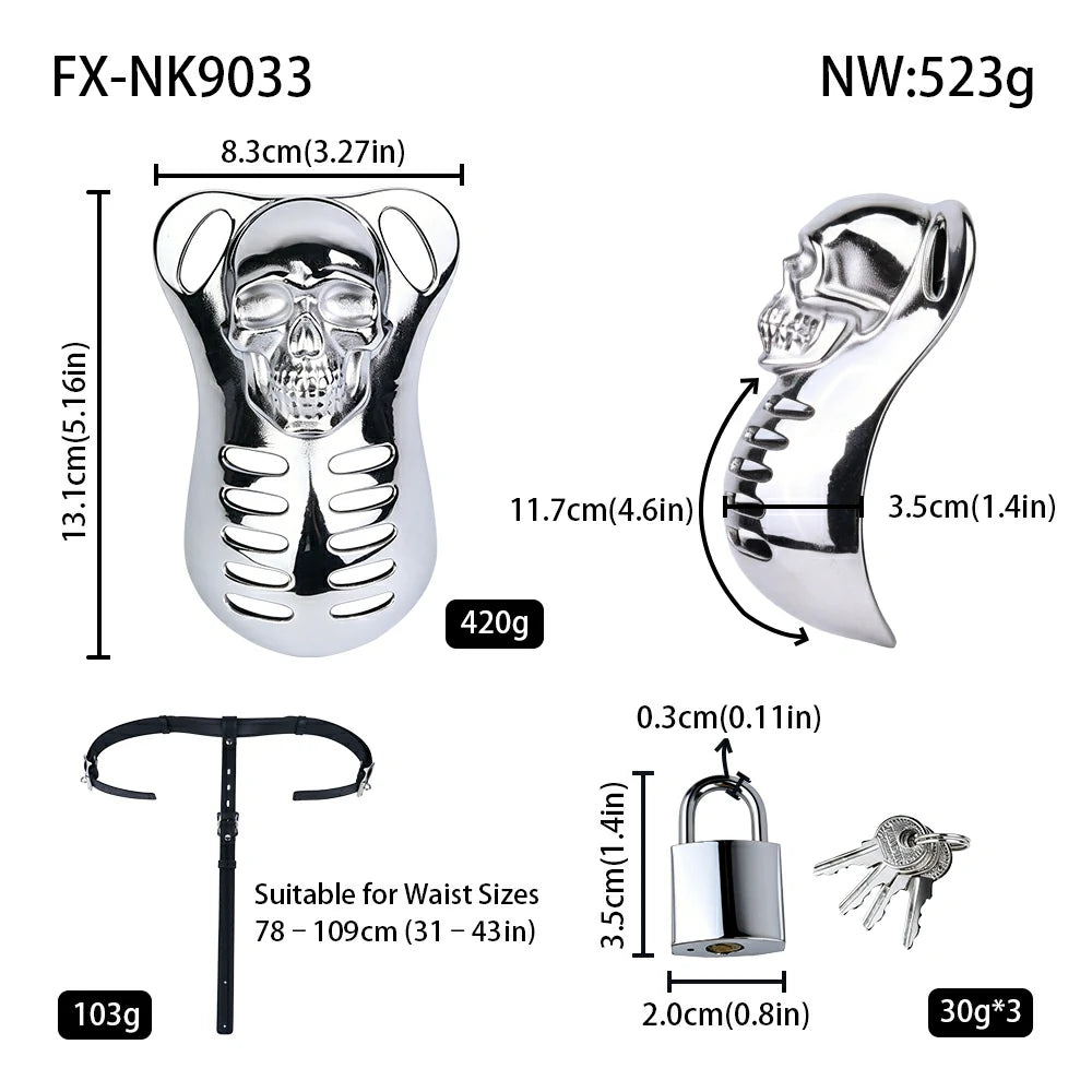 Lock Desire: Iron Skeleton & Cyber Shield Male Chastity Cages