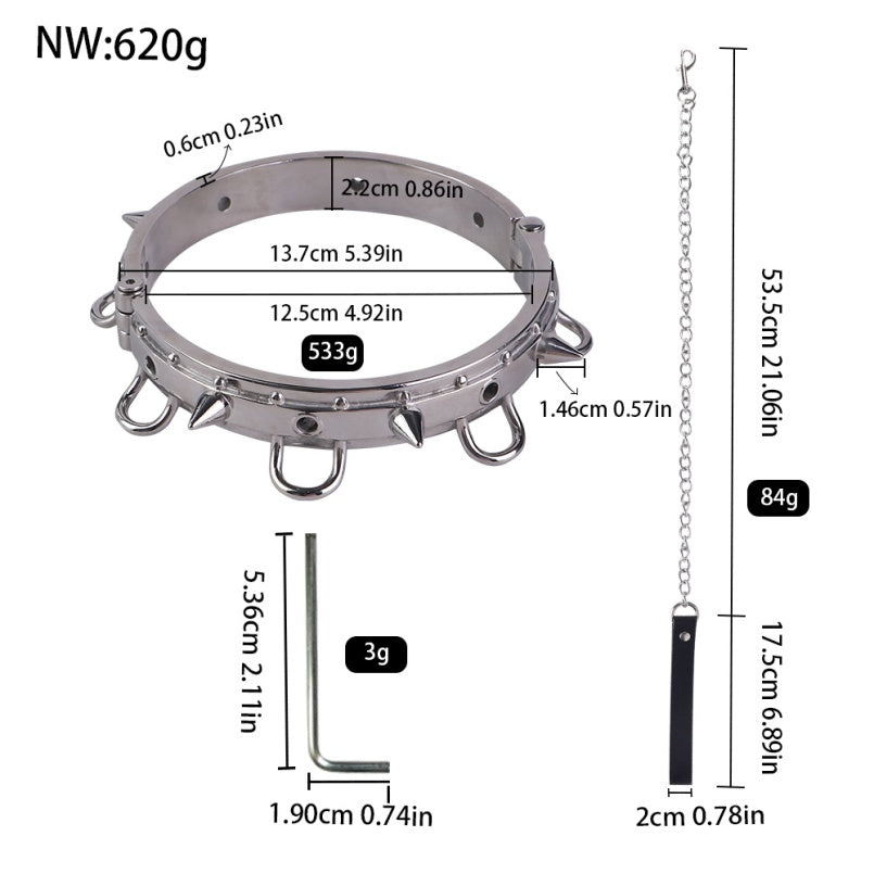 Restraint Stainless Steel Traction Collar Set – Control Sex Toy for Couples Erotic Play