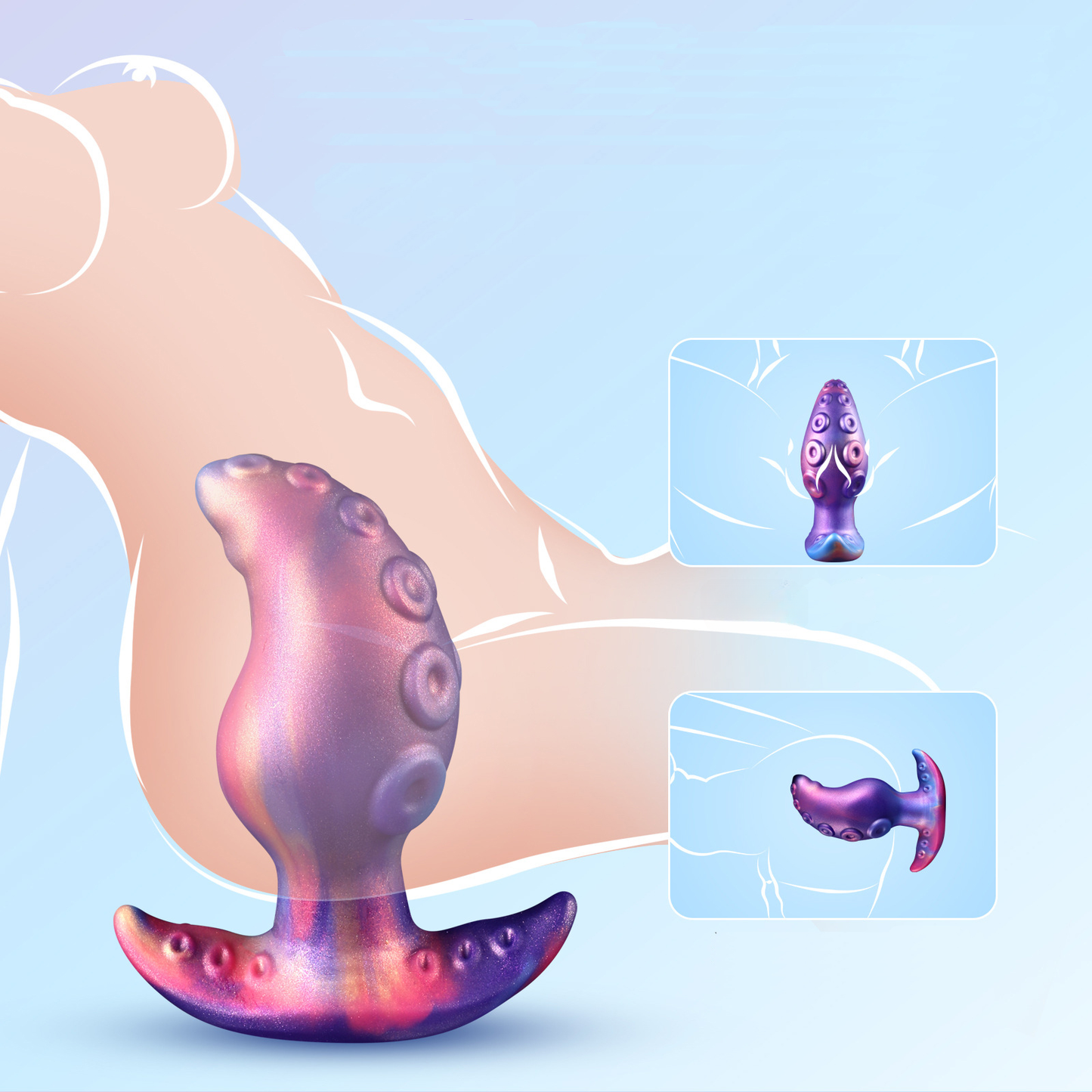 Fantasy Curved Octopus Butt Plug with T Base