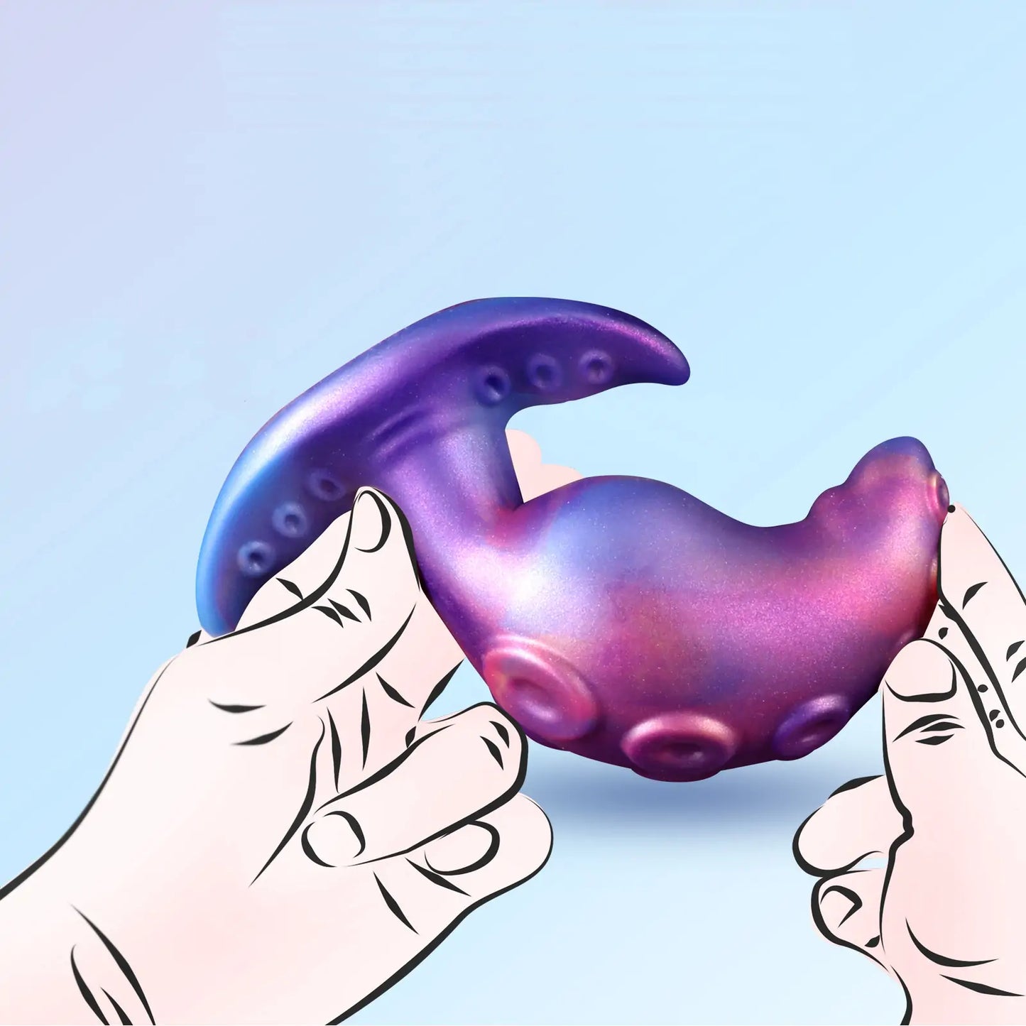 Fantasy Curved Octopus Butt Plug with T Base