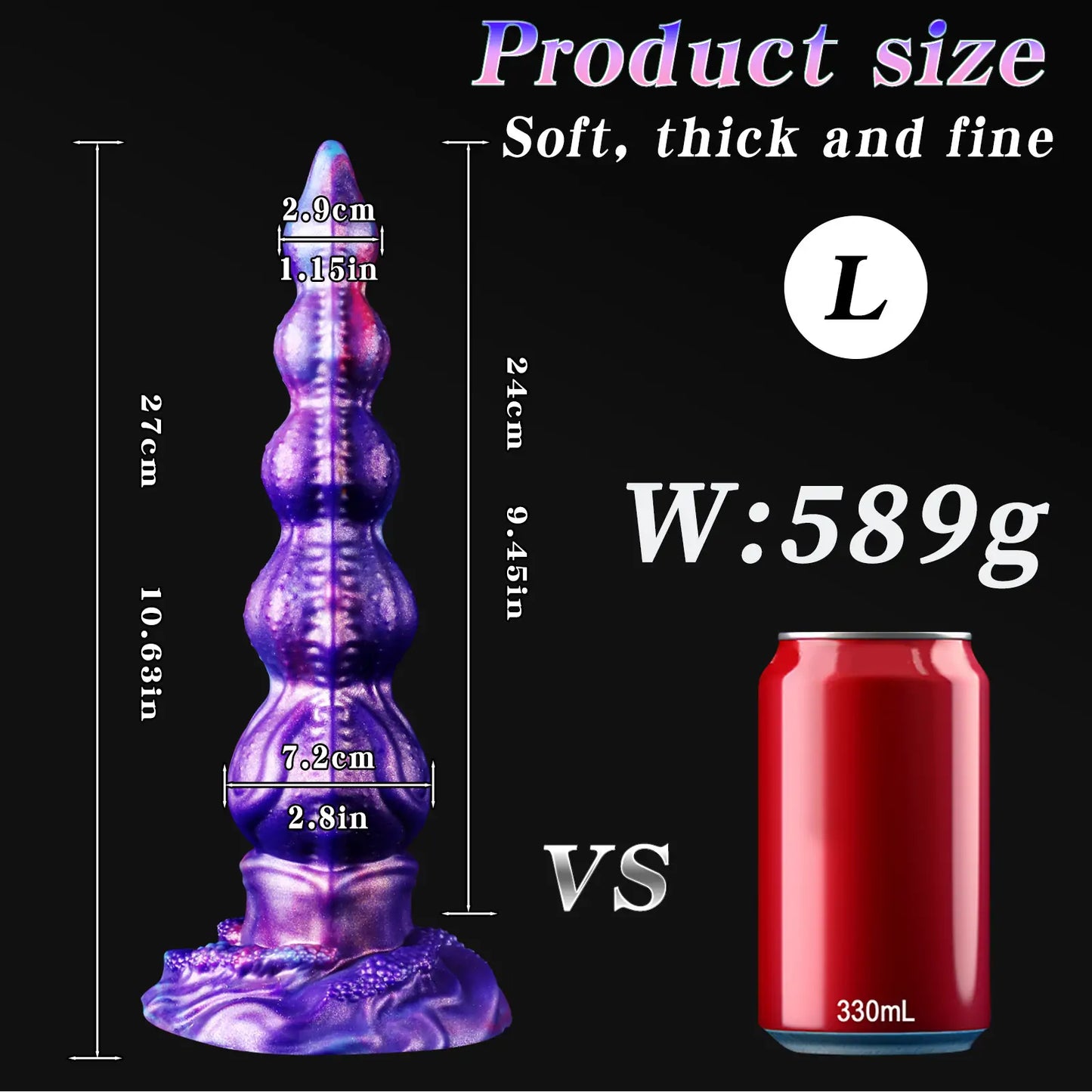 Fantasy Galaxy Beaded Knot Dildo 9 Inches