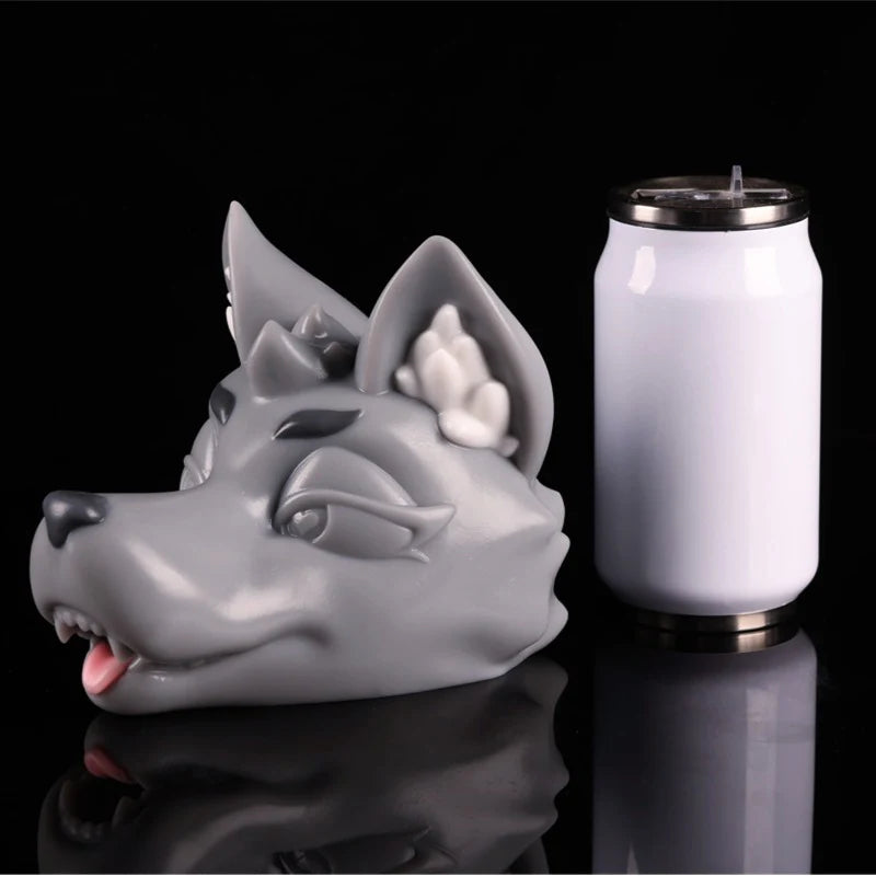 Fantasy Gray Wolf Head Realistic Stroker