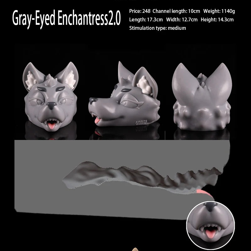Fantasy Gray Wolf Head Realistic Stroker