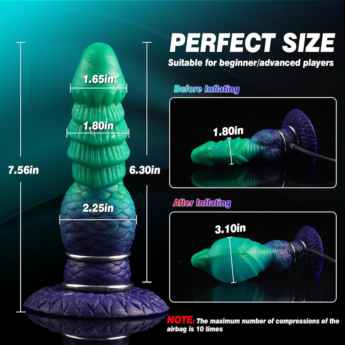 Fantasy Inflatable Monster Dildo 8.3 Inches