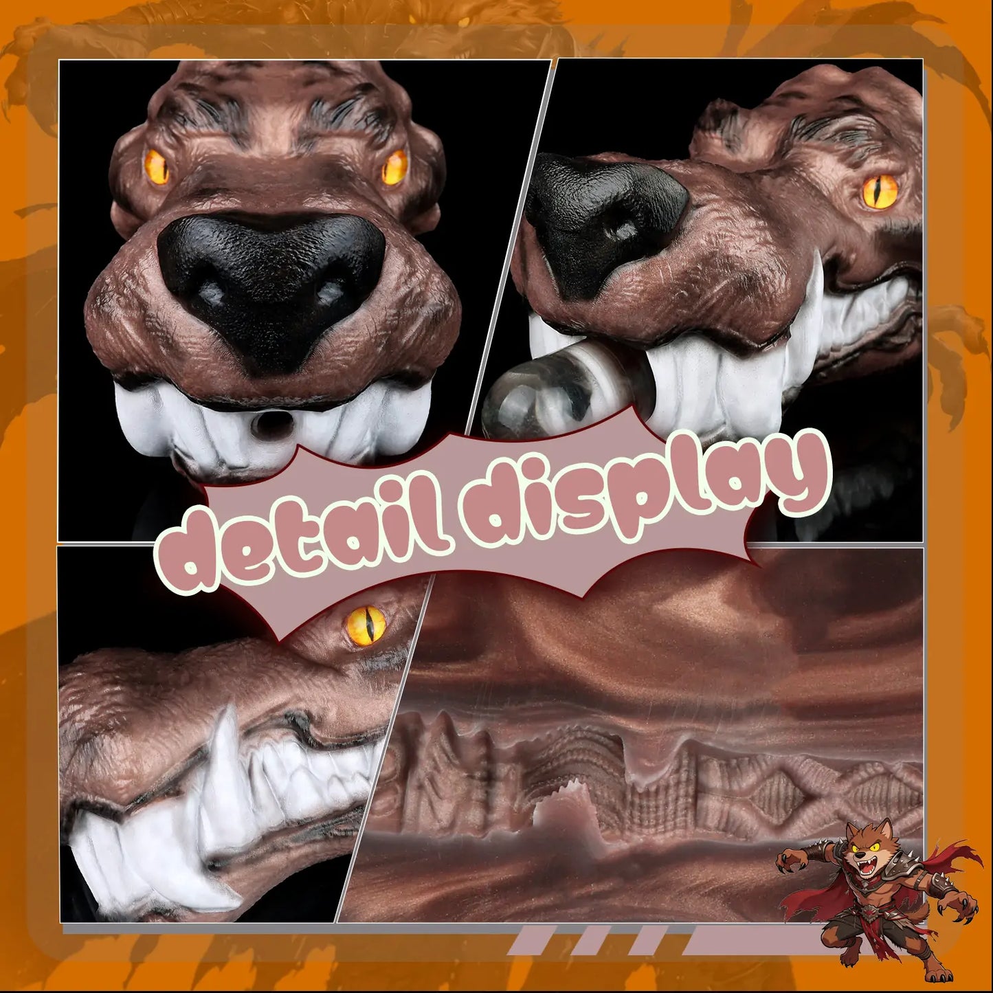 Fantasy Jackal Wolf Head Stroker