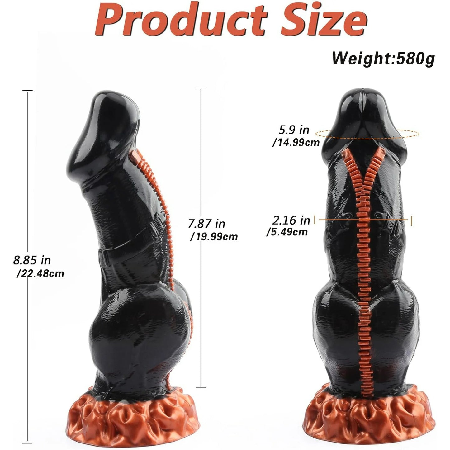 Fantasy Knot Zipper Curved Dildo 8.8 Inches