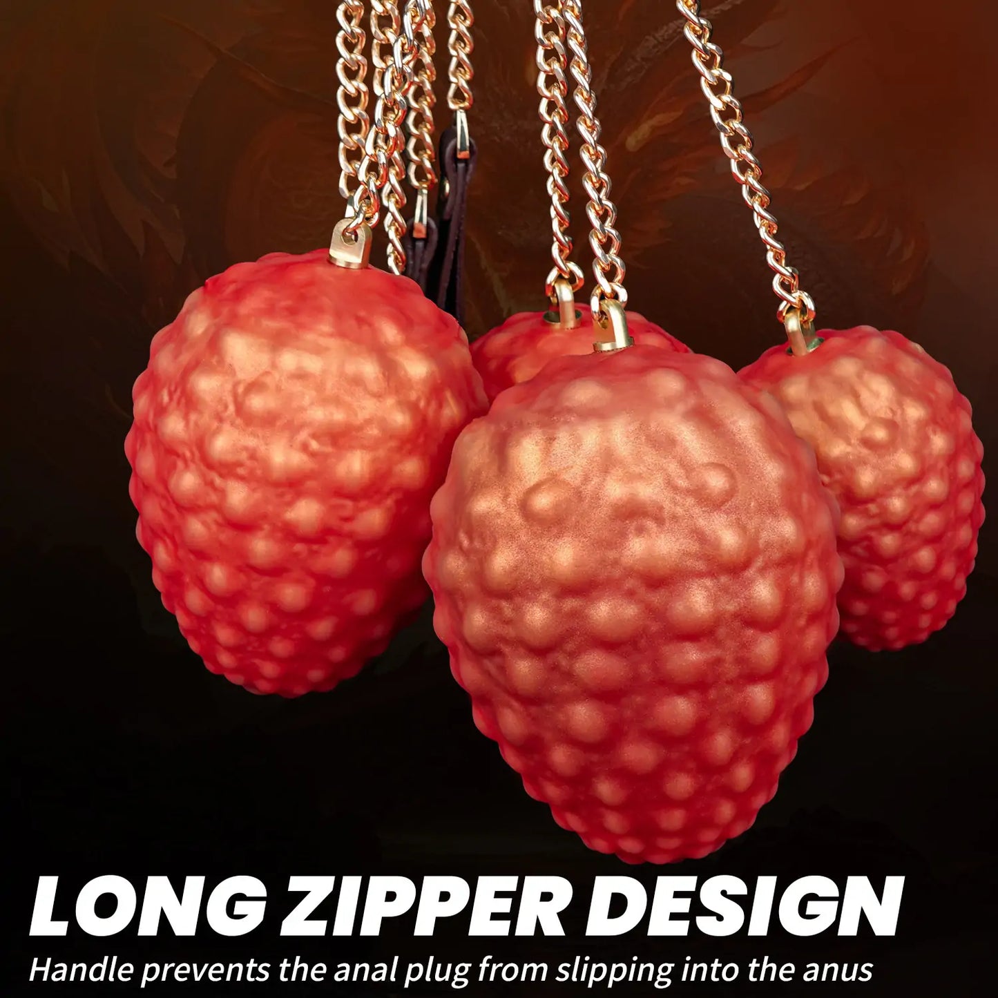 Fantasy Red Dragon Egg Butt Plug with Scaly Nodes