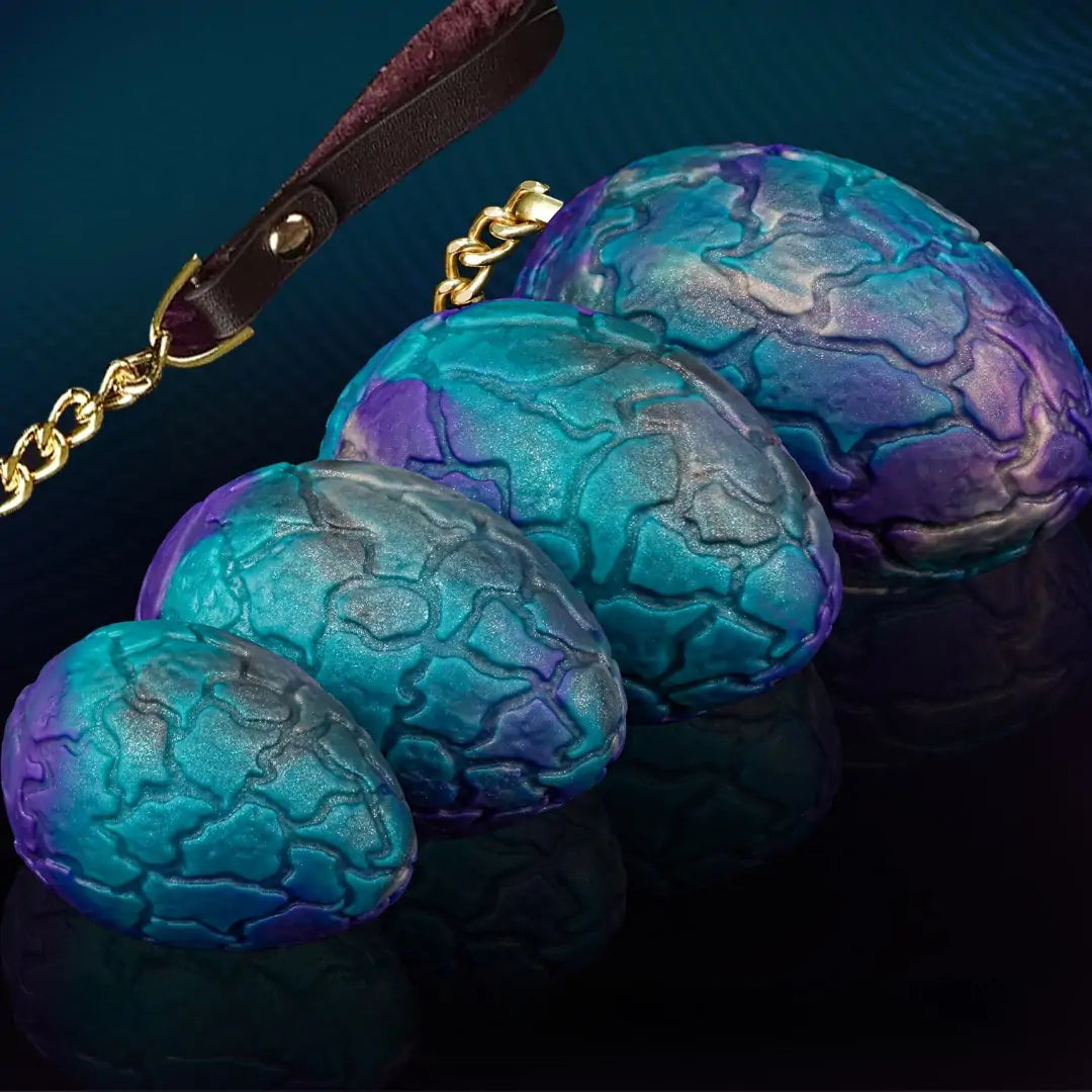 Fantasy Textured Anal Plug Egg with Chain