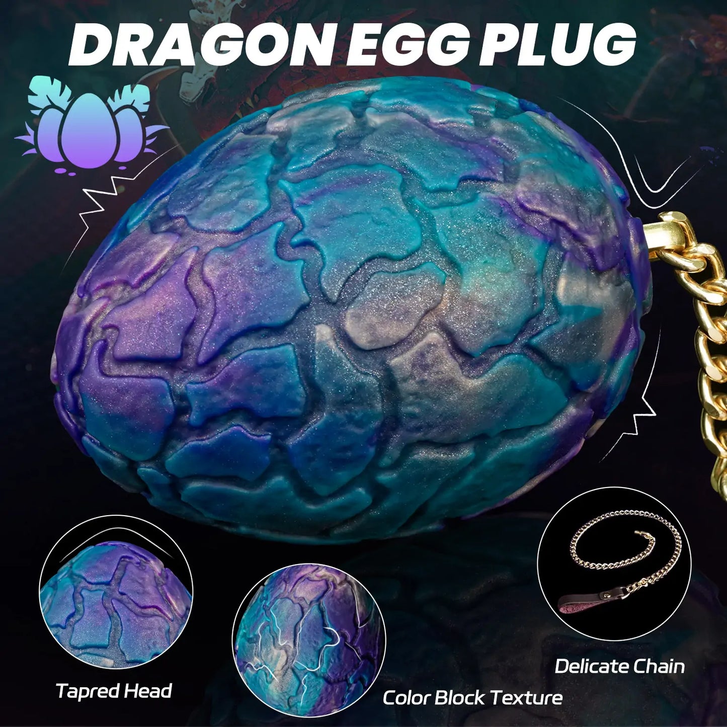 Fantasy Textured Anal Plug Egg with Chain