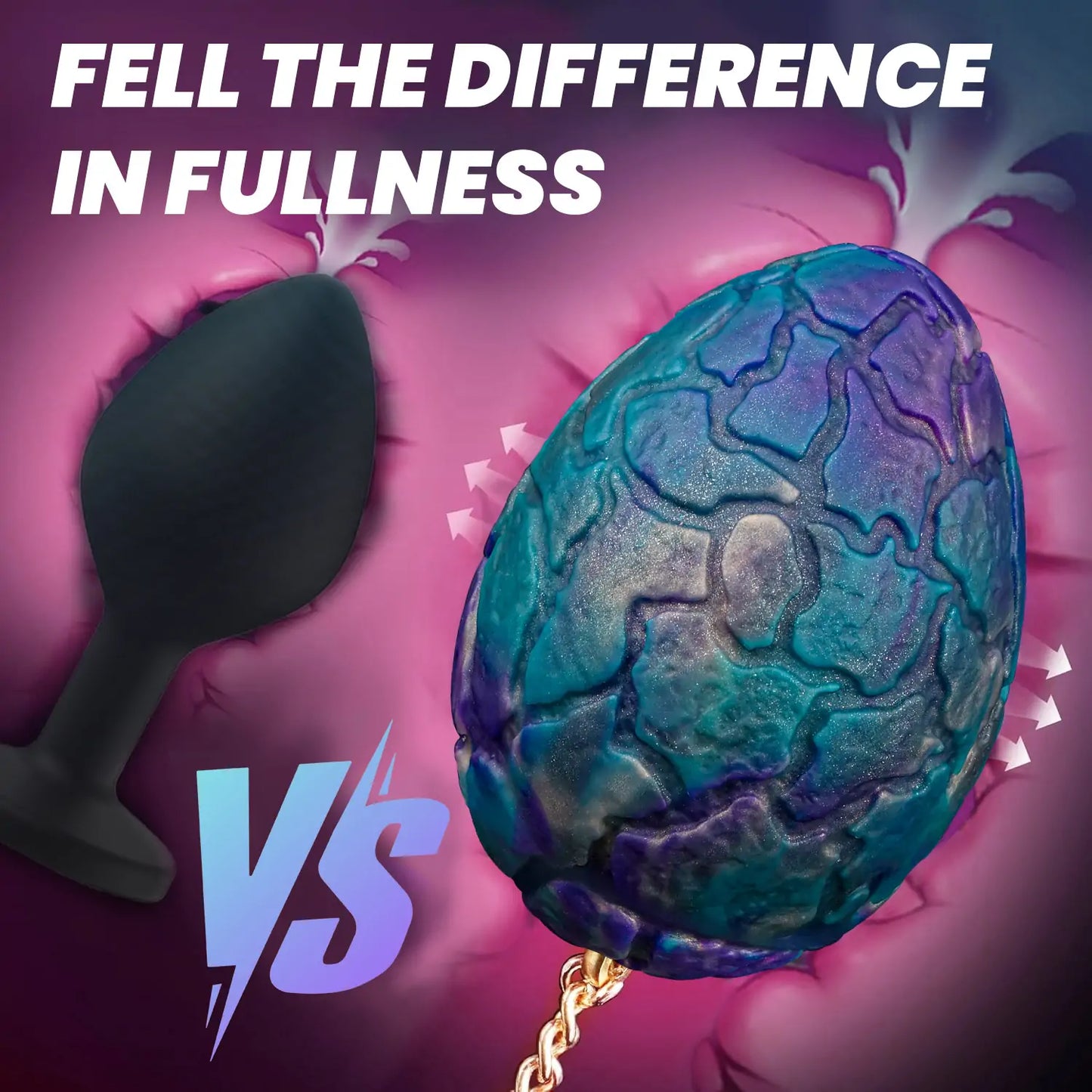 Fantasy Textured Anal Plug Egg with Chain