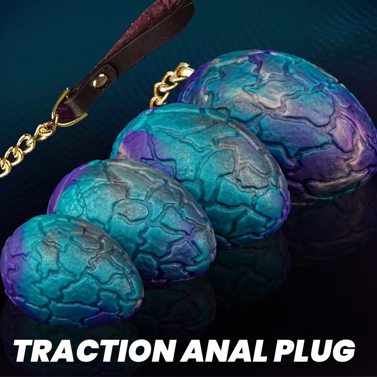 Fantasy Textured Anal Plug Egg with Chain
