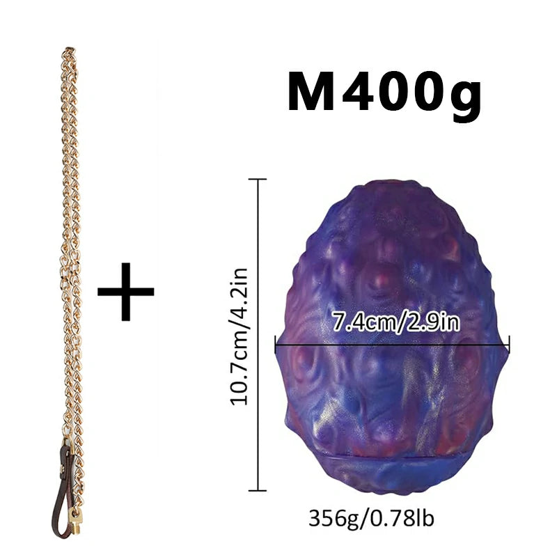Fire Ginseng Egg – Fantasy Silicone Anal Plug with Chain