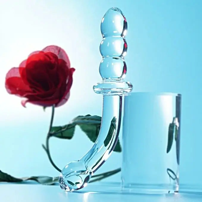 Glass G - Spot Dildo With Anal Beads
