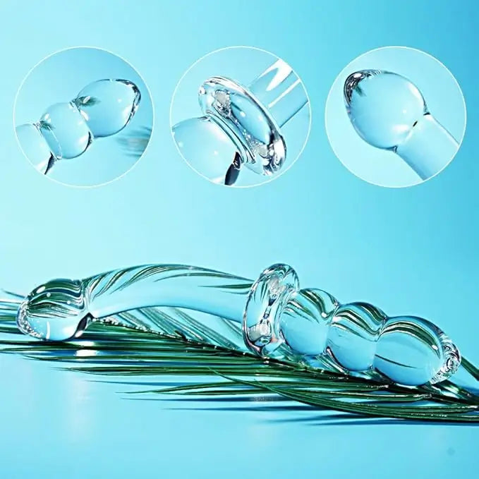 Glass G - Spot Dildo With Anal Beads