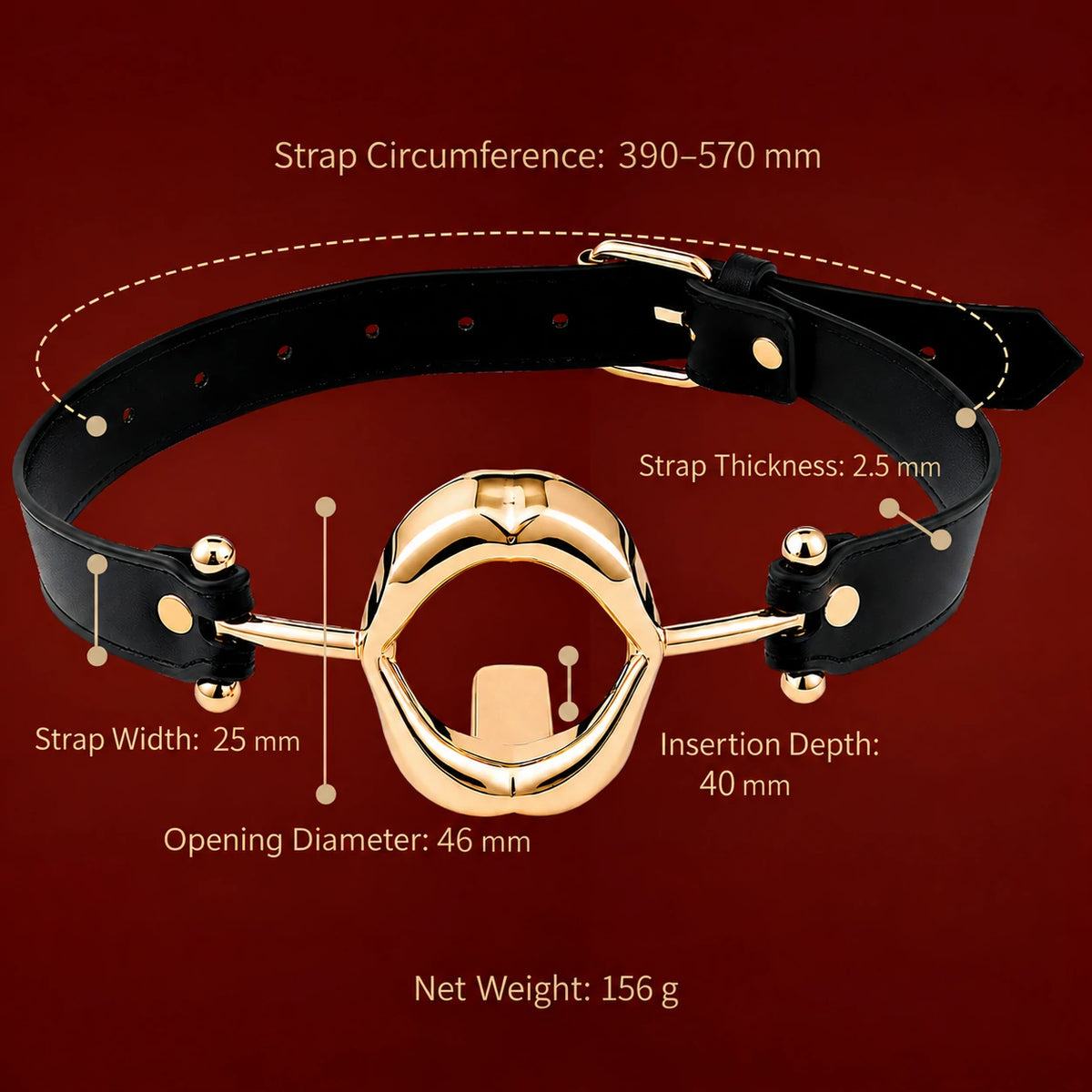 Golden Rose – Leather Tongue-Press Mouth Gag