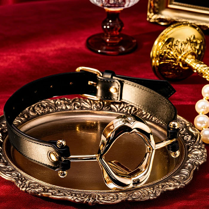 Golden Rose – Leather Tongue-Press Mouth Gag