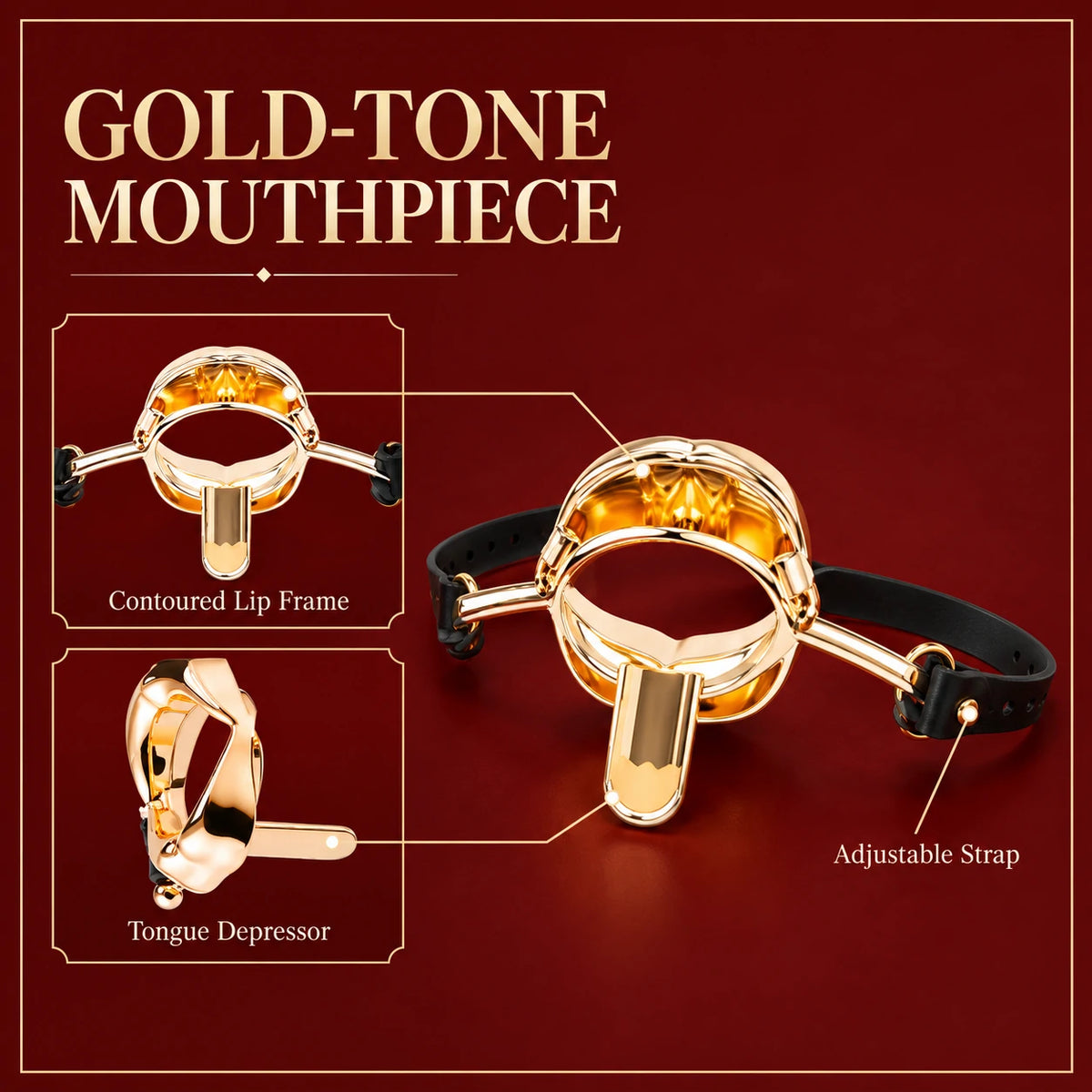 Golden Rose – Leather Tongue-Press Mouth Gag