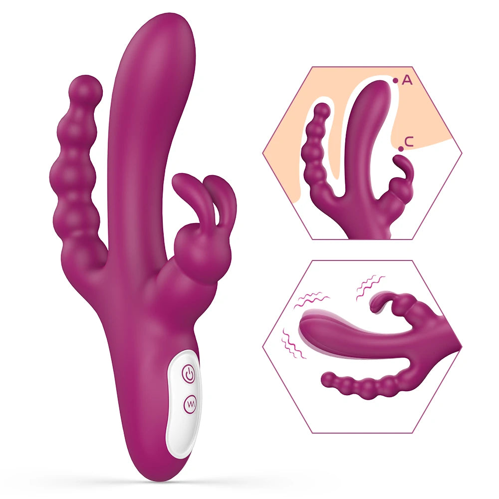 3-in-1 Clitoral, G-Spot, and Anal Rabbit Vibrator