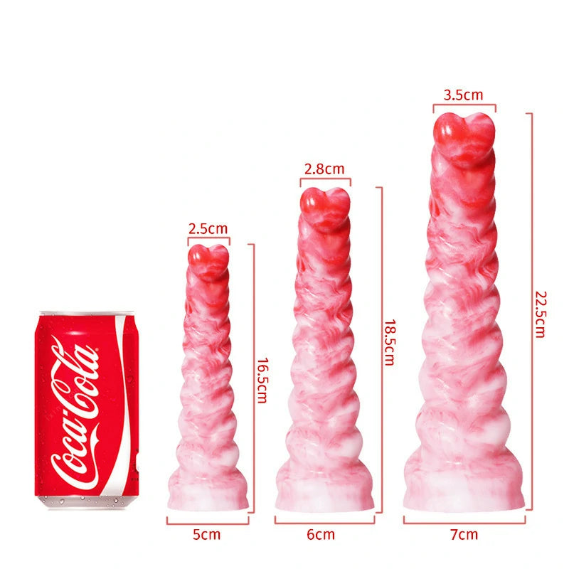 Heart Tipped Spiral Silicone Dildo 3 Size
