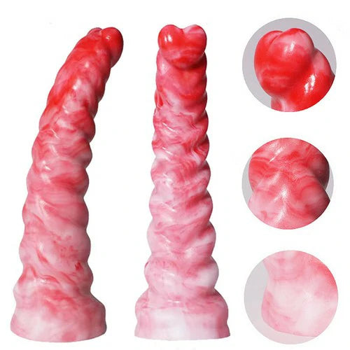 Heart Tipped Spiral Silicone Dildo 3 Size