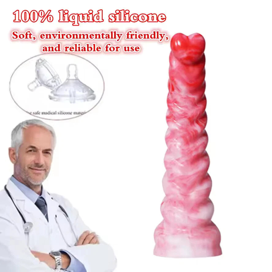 Heart Tipped Spiral Silicone Dildo 3 Size