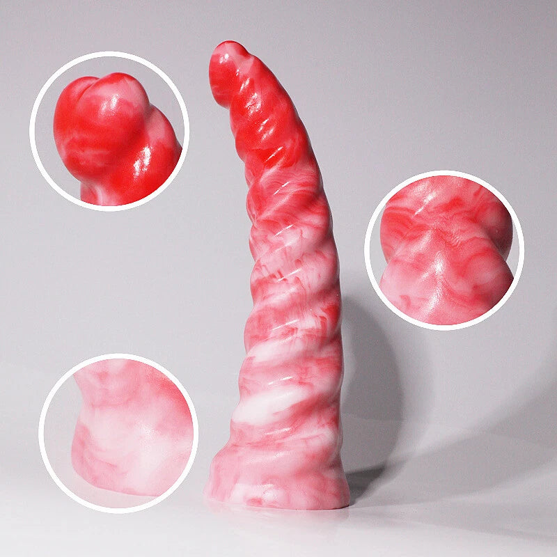 Heart Tipped Spiral Silicone Dildo 3 Size