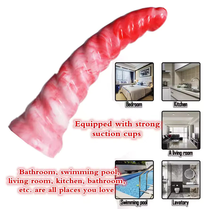 Heart Tipped Spiral Silicone Dildo 3 Size