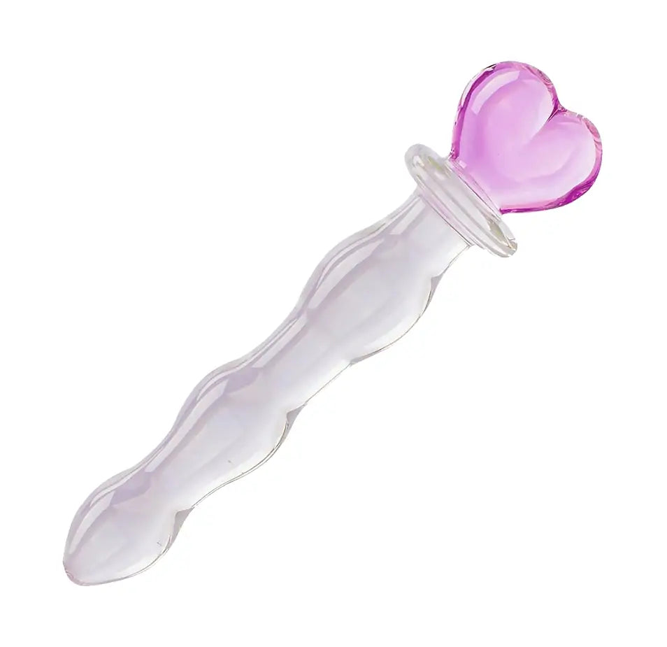 Heart Glass Dildo 8 Inch Crystal Wand