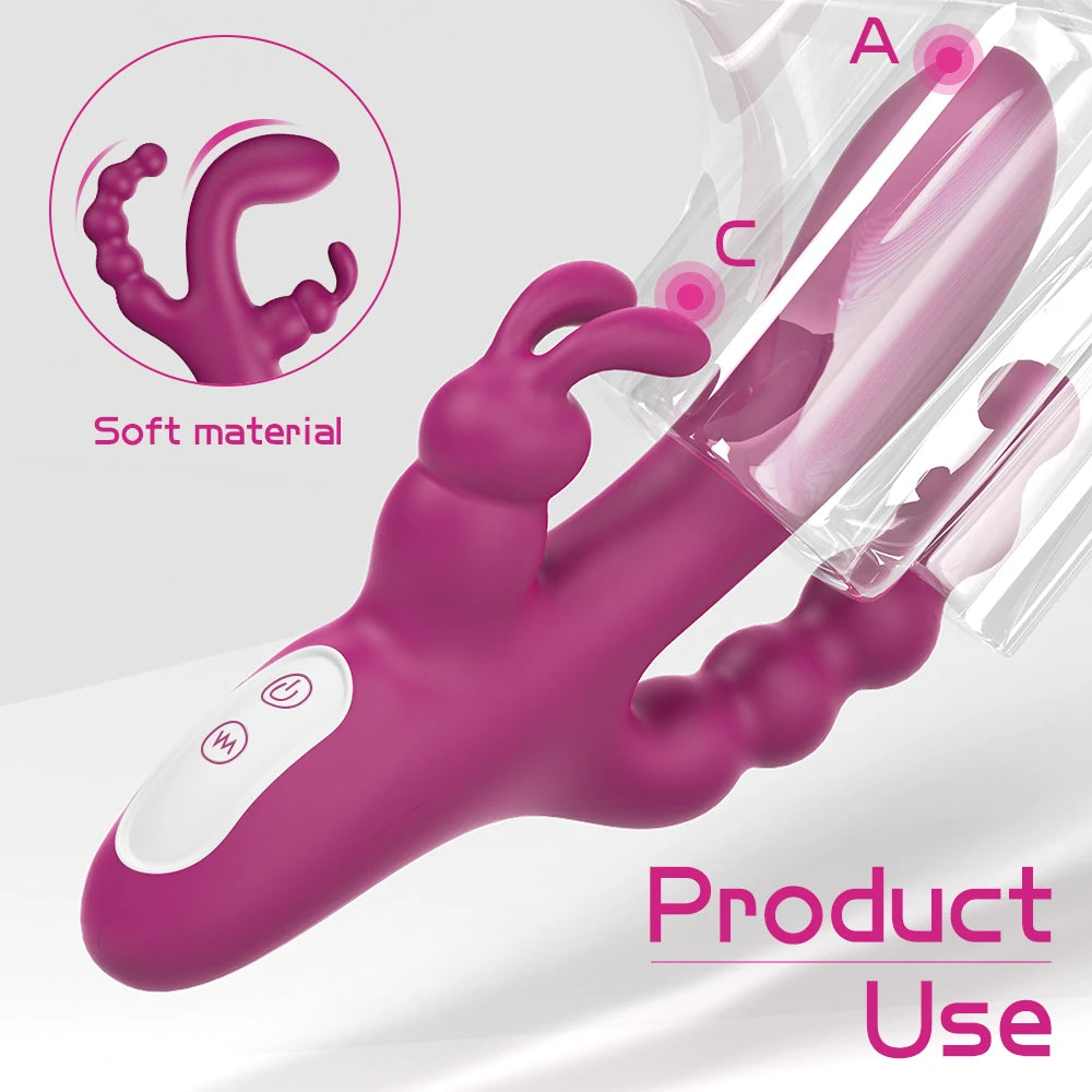 3-in-1 Clitoral, G-Spot, and Anal Rabbit Vibrator