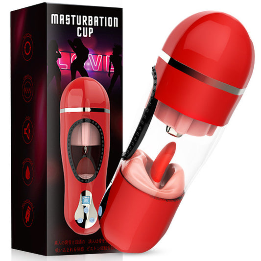 Vaginal Tongue Licking Masturbation Cup Realistic Pussy Heating Deep Throat Irritation Male Masturbation Sex Toys for Men