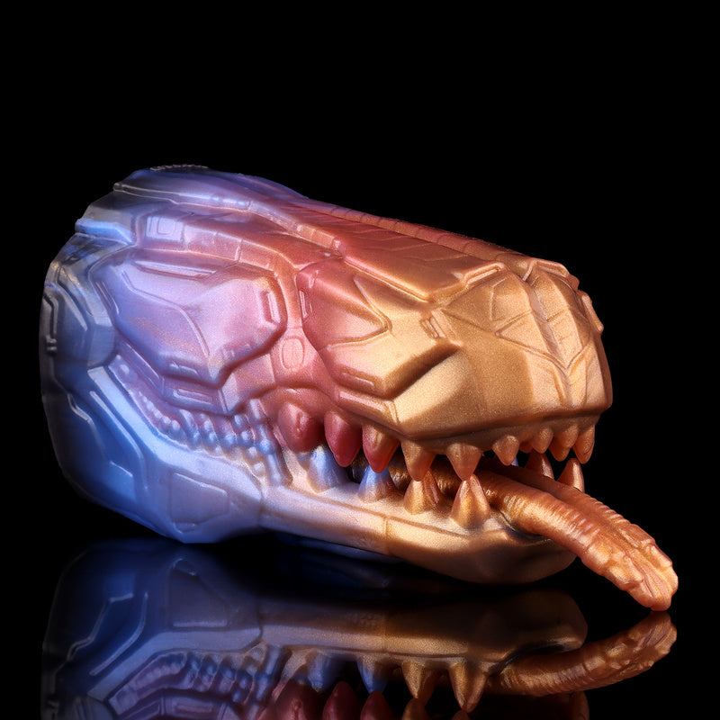 Mecha Cyber-Dragon Maw Stroker: Platinum Liquid Silicone Sex Dolls with Fanged Oral Chamber & Segmented Tongue