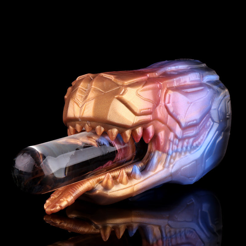 Mecha Cyber-Dragon Maw Stroker: Platinum Liquid Silicone Sex Dolls with Fanged Oral Chamber & Segmented Tongue