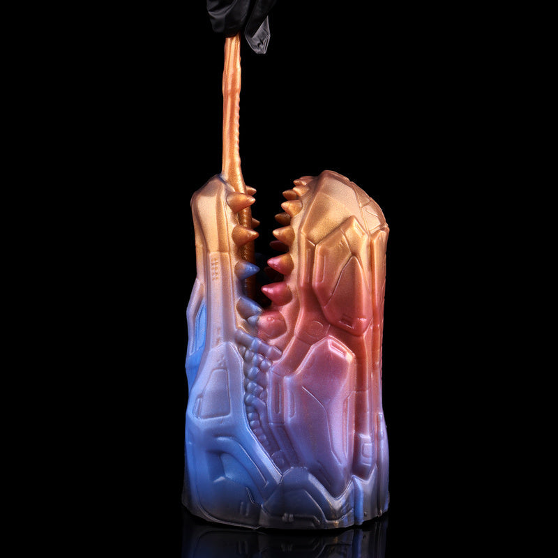Mecha Cyber-Dragon Maw Stroker: Platinum Liquid Silicone Sex Dolls with Fanged Oral Chamber & Segmented Tongue