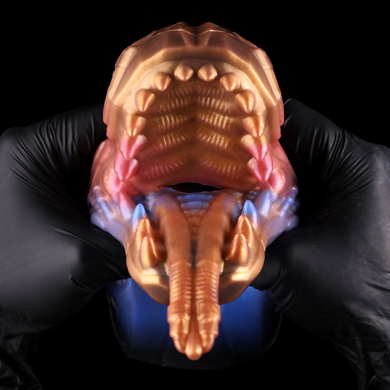 Mecha Cyber-Dragon Maw Stroker: Platinum Liquid Silicone Sex Dolls with Fanged Oral Chamber & Segmented Tongue