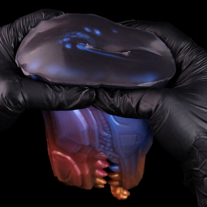 Mecha Cyber-Dragon Maw Stroker: Platinum Liquid Silicone Sex Dolls with Fanged Oral Chamber & Segmented Tongue
