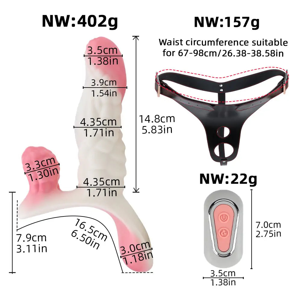 Iridescent Three-Head Vibe Strap-On Dildo