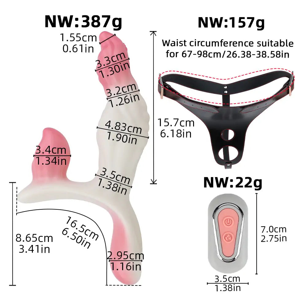 Iridescent Three-Head Vibe Strap-On Dildo