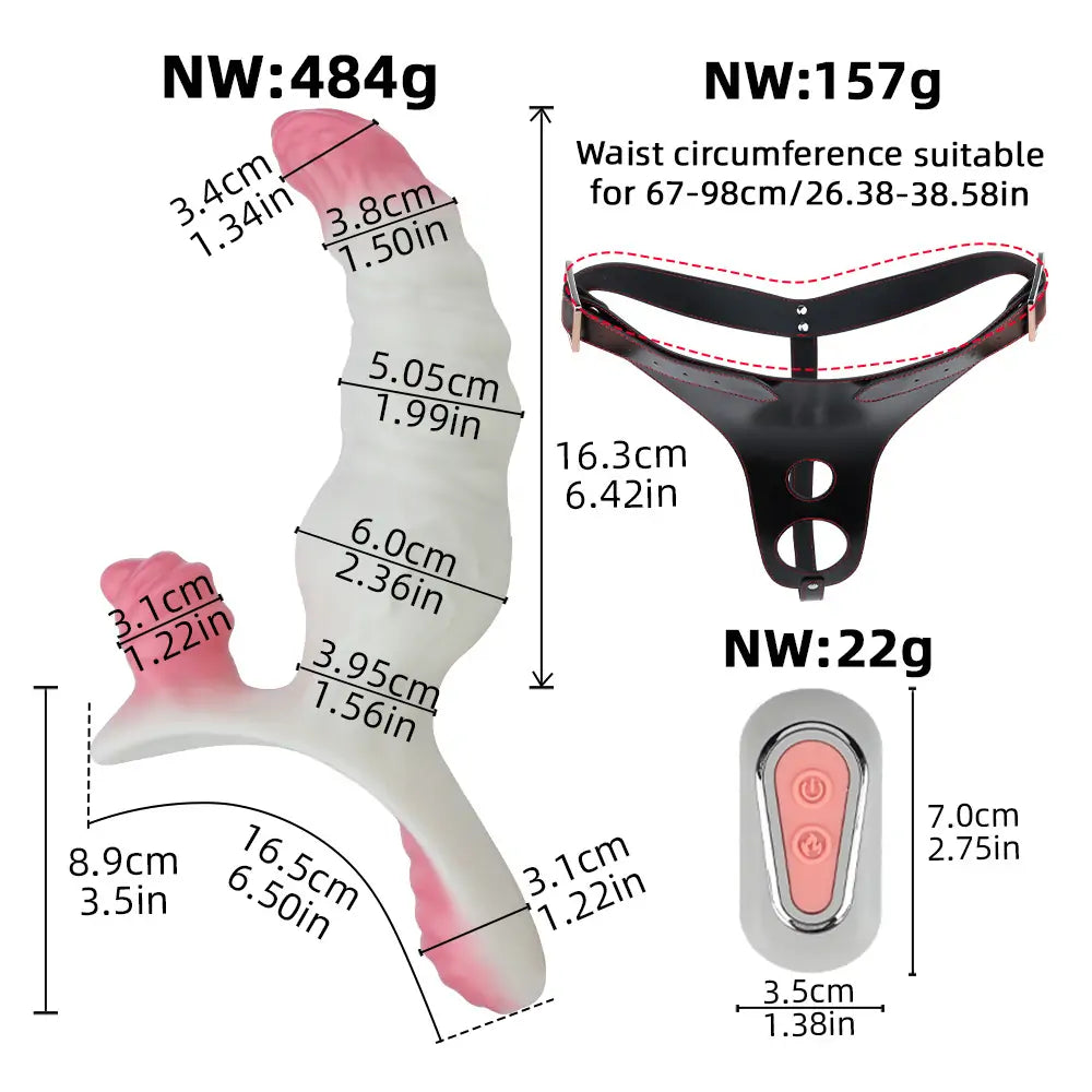 Iridescent Three-Head Vibe Strap-On Dildo