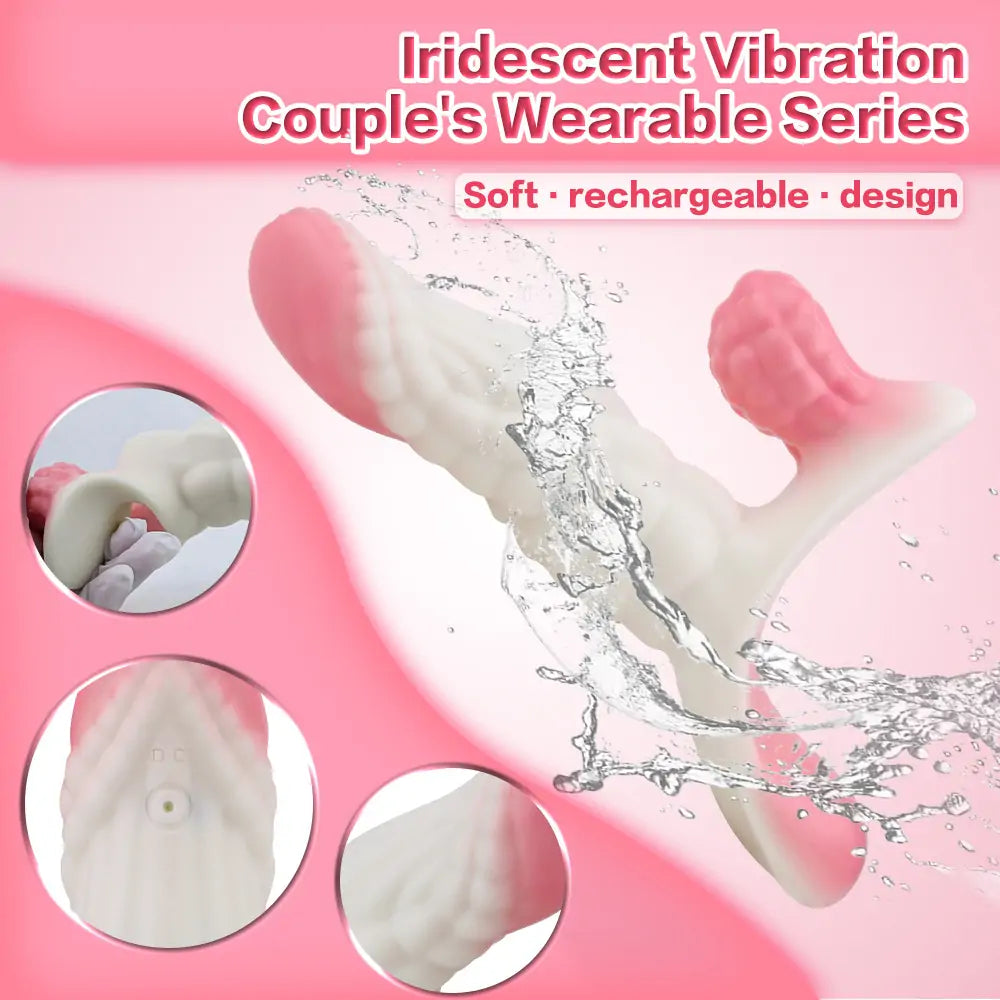 Iridescent Three-Head Vibe Strap-On Dildo