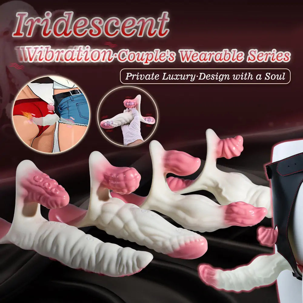Iridescent Three-Head Vibe Strap-On Dildo