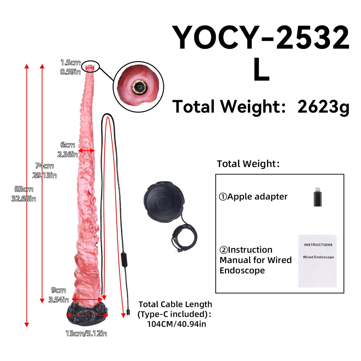 Endoscope Smart Octopus Monster Dildo 18.7 Inches