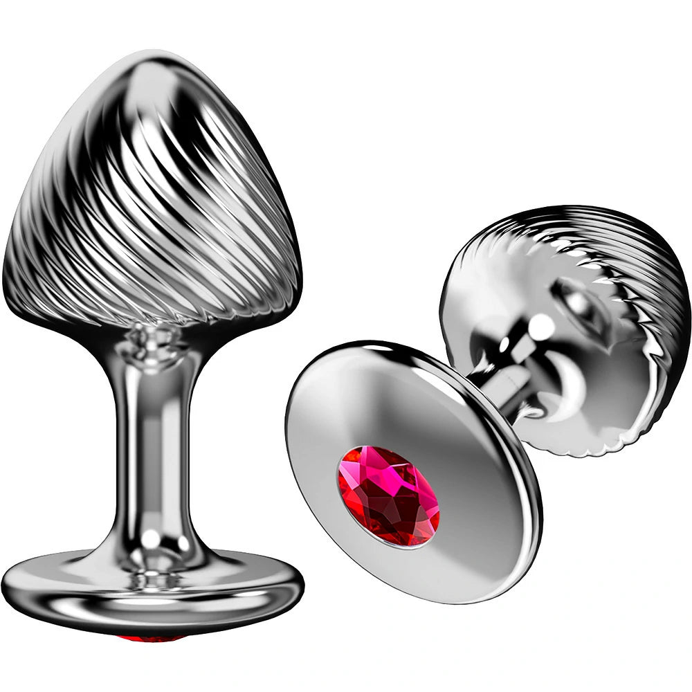 Crown Jewels Ribbed Gemstone Metal Butt Plug Collection