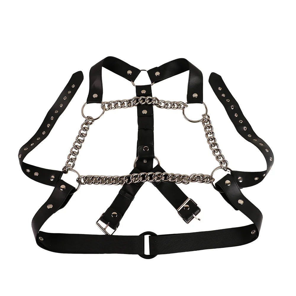 Leather BDSM Wearable Bondage with Handcuff