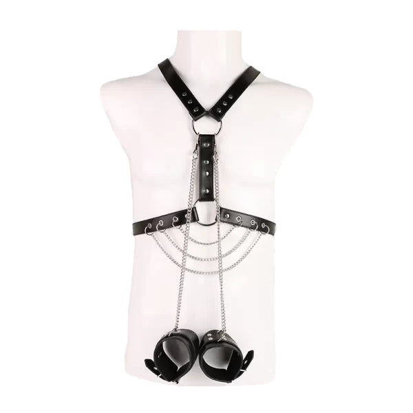 Leather BDSM Wearable Bondage with Handcuff