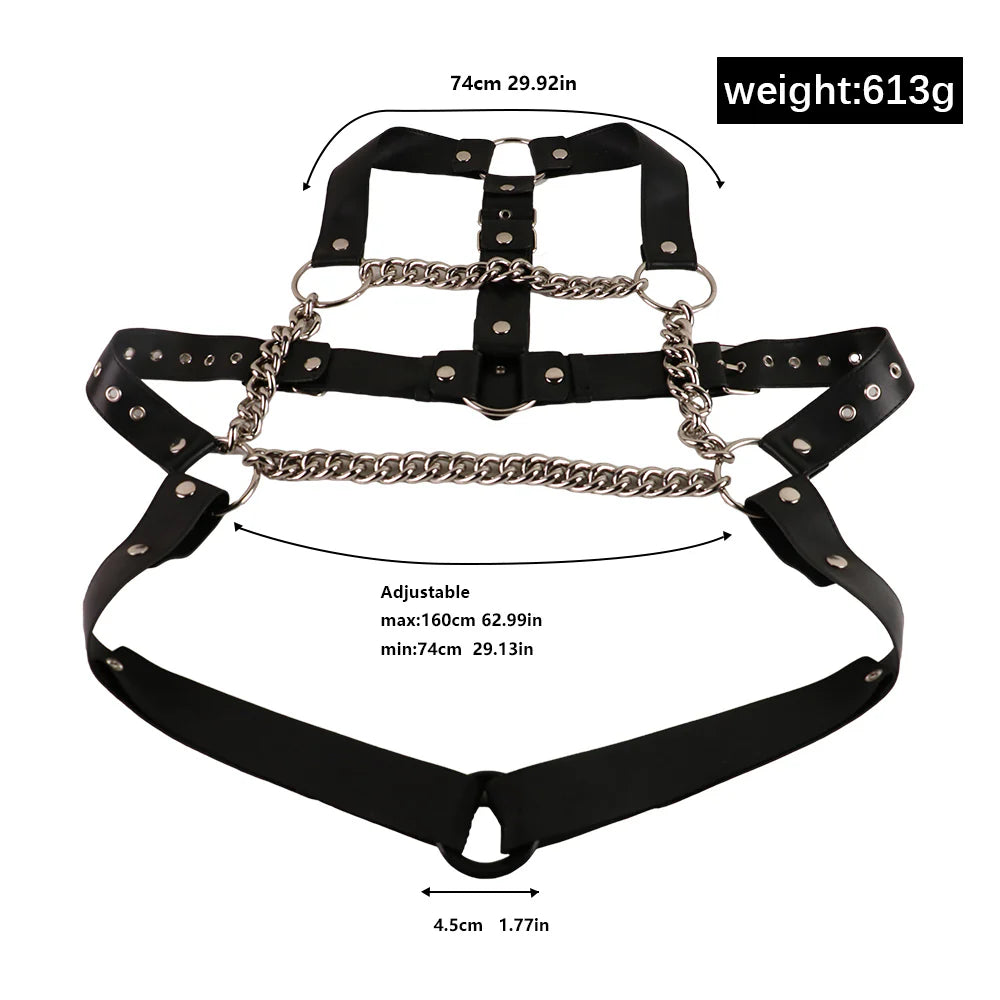 Leather BDSM Wearable Bondage with Handcuff
