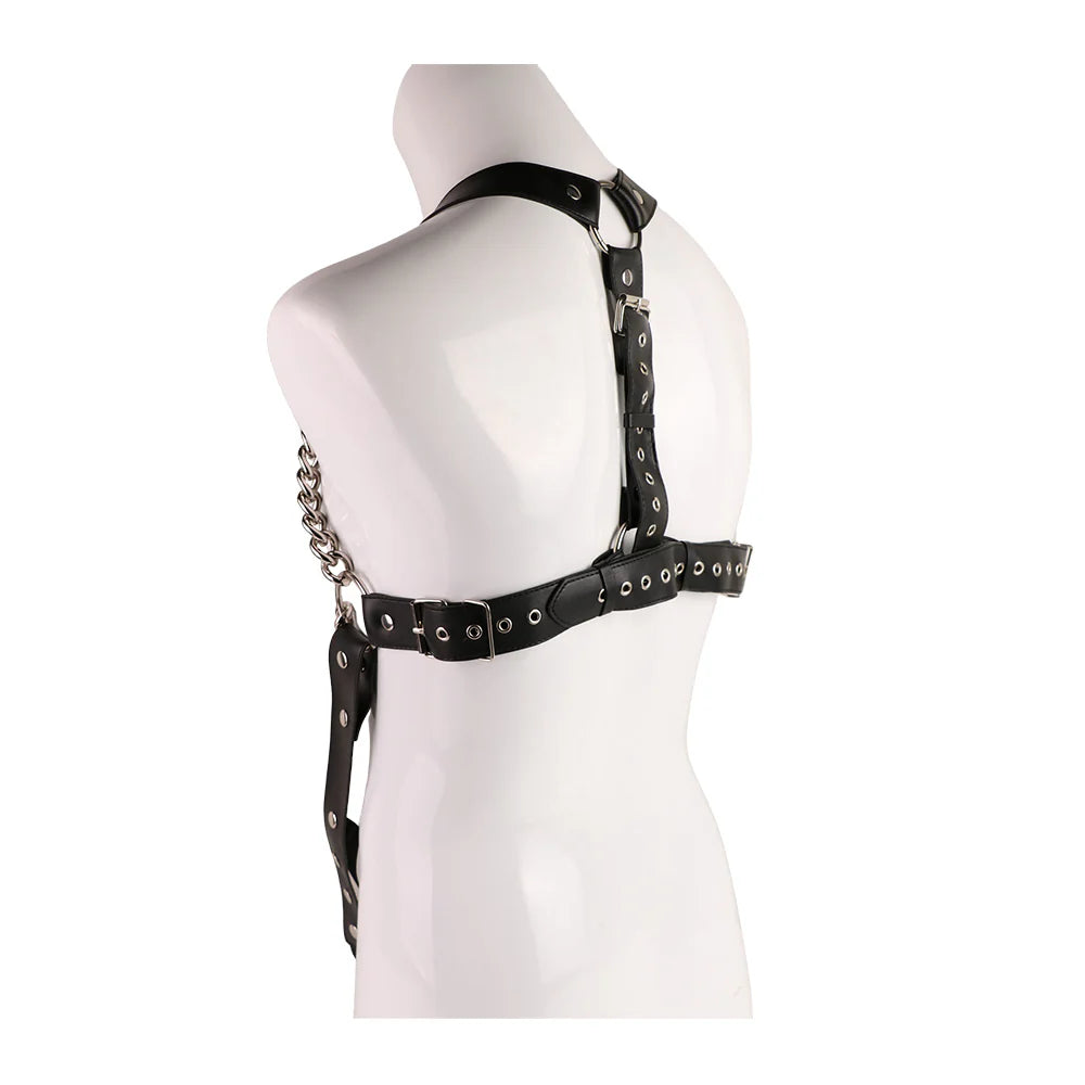 Leather BDSM Wearable Bondage with Handcuff