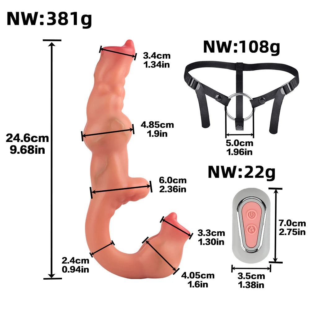 Lesbian Strapless Canine Knot Design Dildo 9.6 Inches
