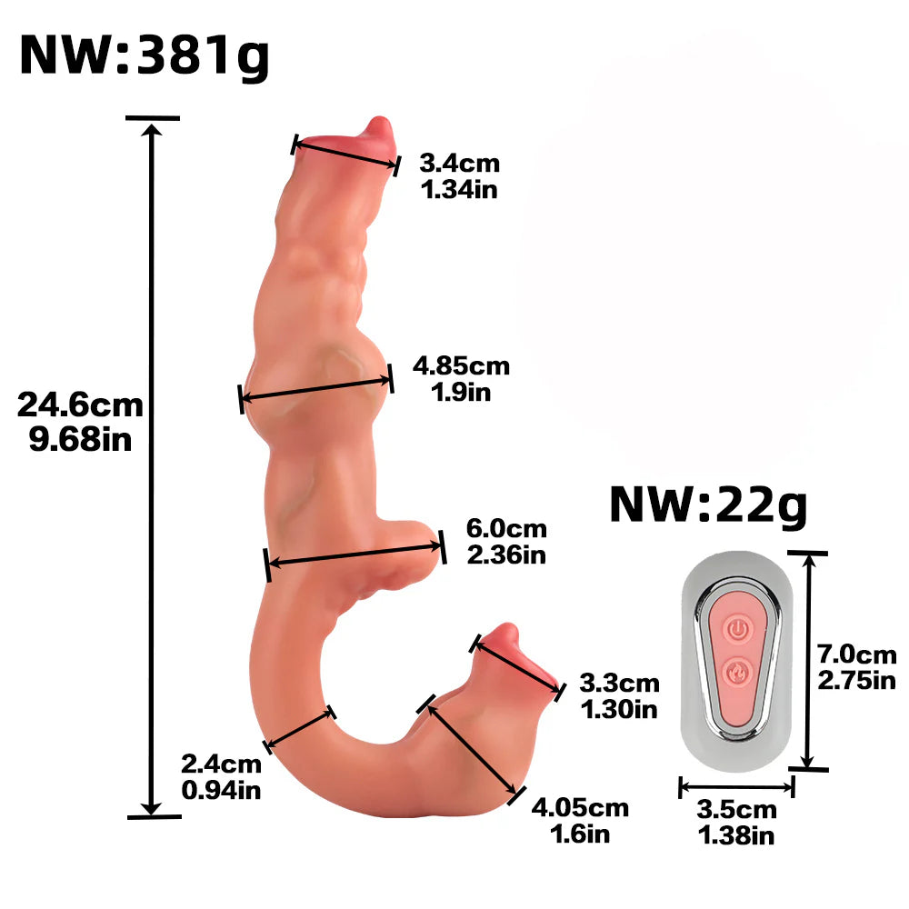 Lesbian Strapless Canine Knot Design Dildo 9.6 Inches