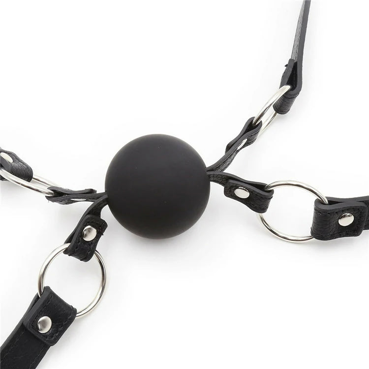 Linked Ball Gag – Adjustable Leather Couple Gag