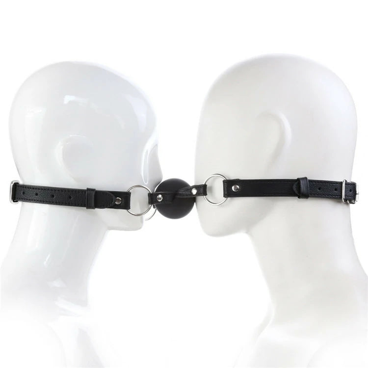 Linked Ball Gag – Adjustable Leather Couple Gag